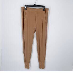 Enza Costa Women's Ribbed Everyday Classic Jogger Trousers Pecan NEW Size XS